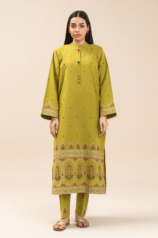 2 PIECE EMBROIDERED SLUB SUIT (PRET)