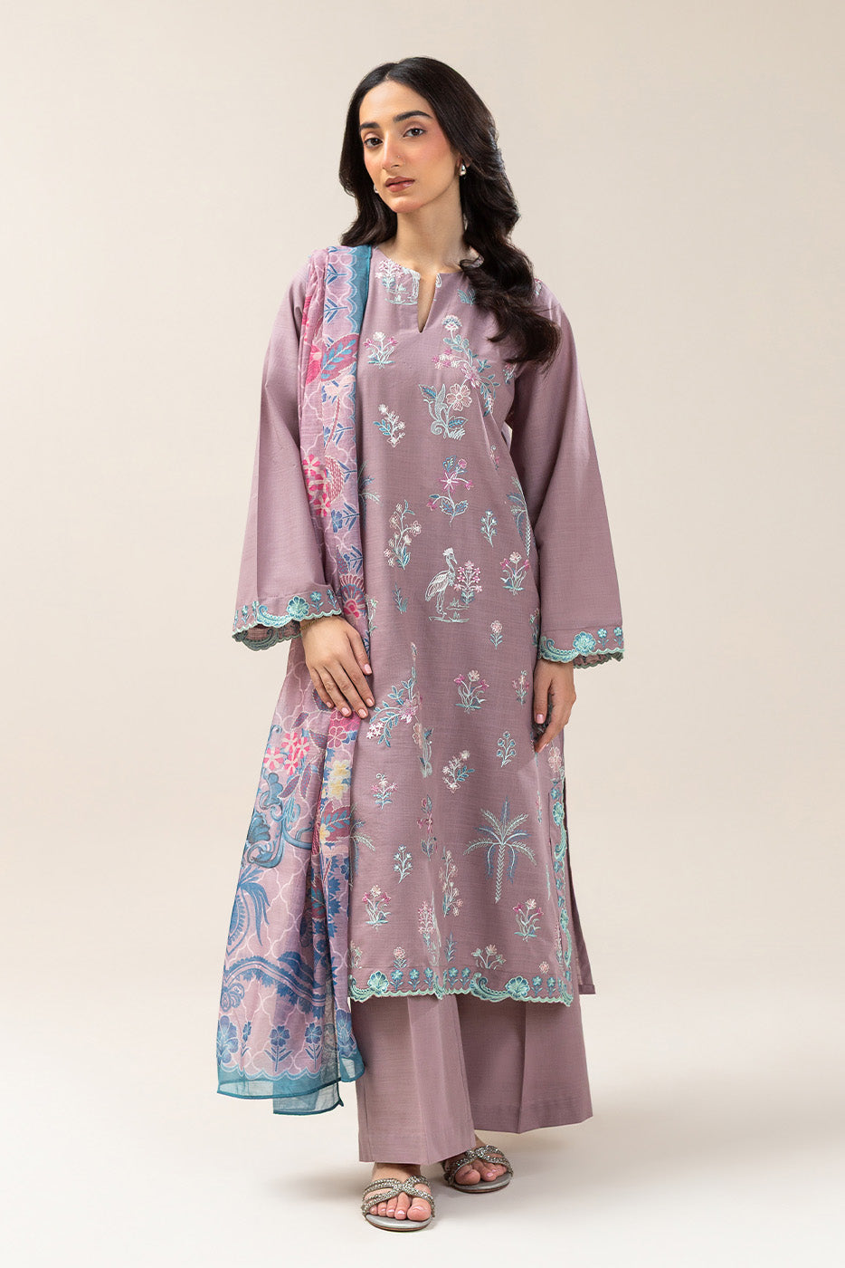 2 PIECE EMBROIDERED TWO WAY SLUB SUIT (PRET)