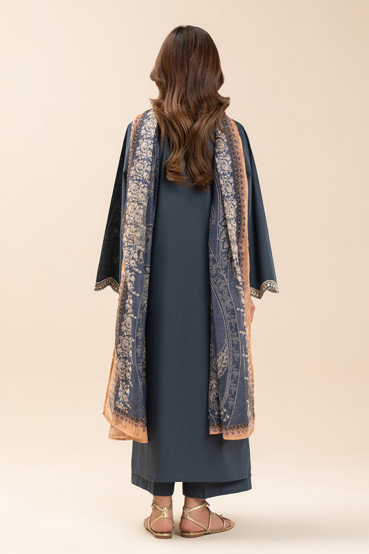 3 PIECE EMBROIDERED TWO WAY SLUB SUIT (PRET)