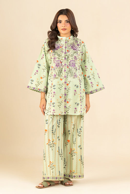 2 PIECE PRINTED TWO WAY SLUB SUIT (PRET)