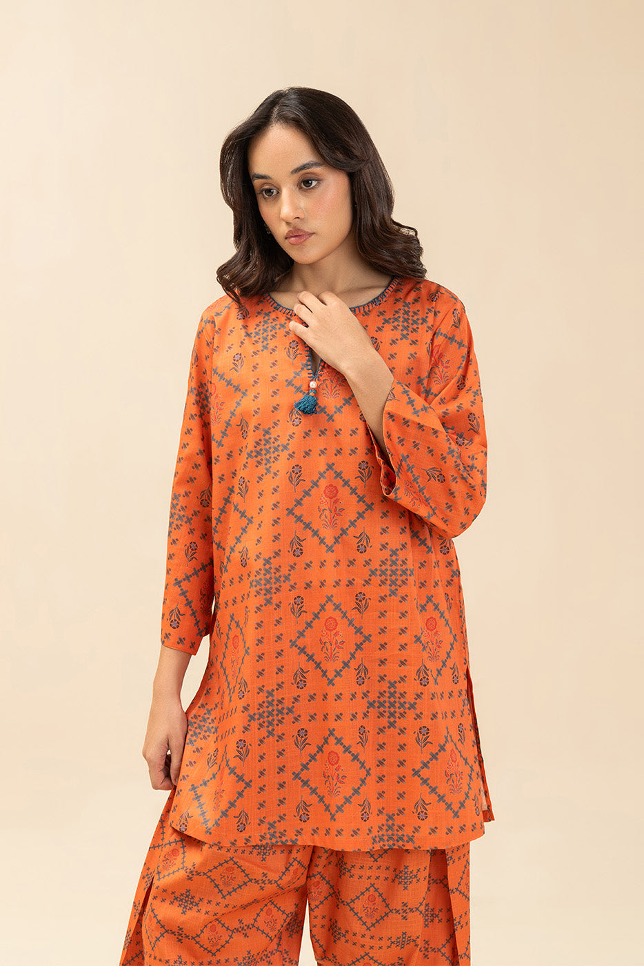 2 PIECE PRINTED TWO WAY SLUB SUIT (PRET)