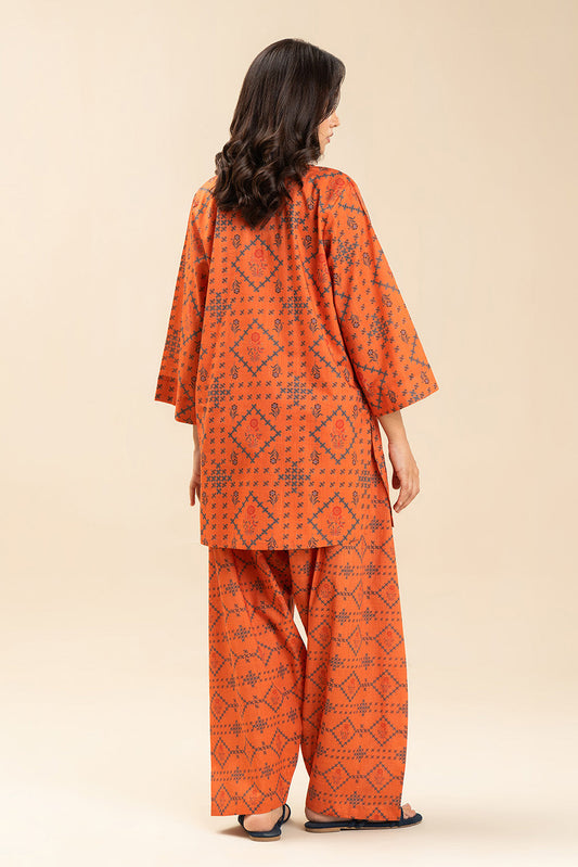 2 PIECE PRINTED TWO WAY SLUB SUIT (PRET)
