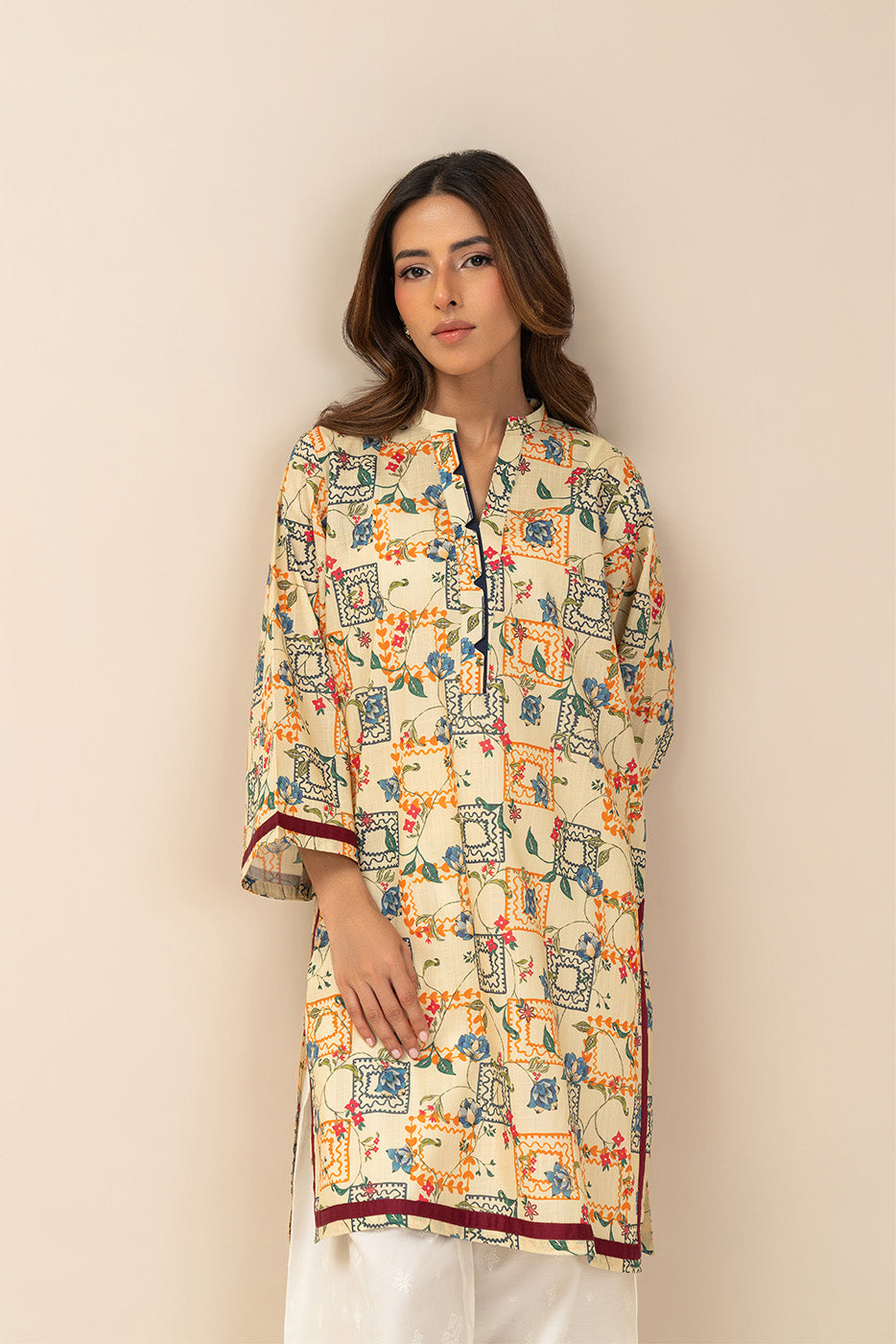 PRINTED TWO WAY SLUB SHIRT (PRET)