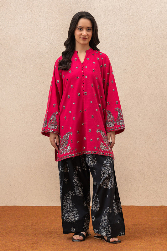 2 PIECE EMBROIDERED SLUB LAWN SUIT (FLOW)
