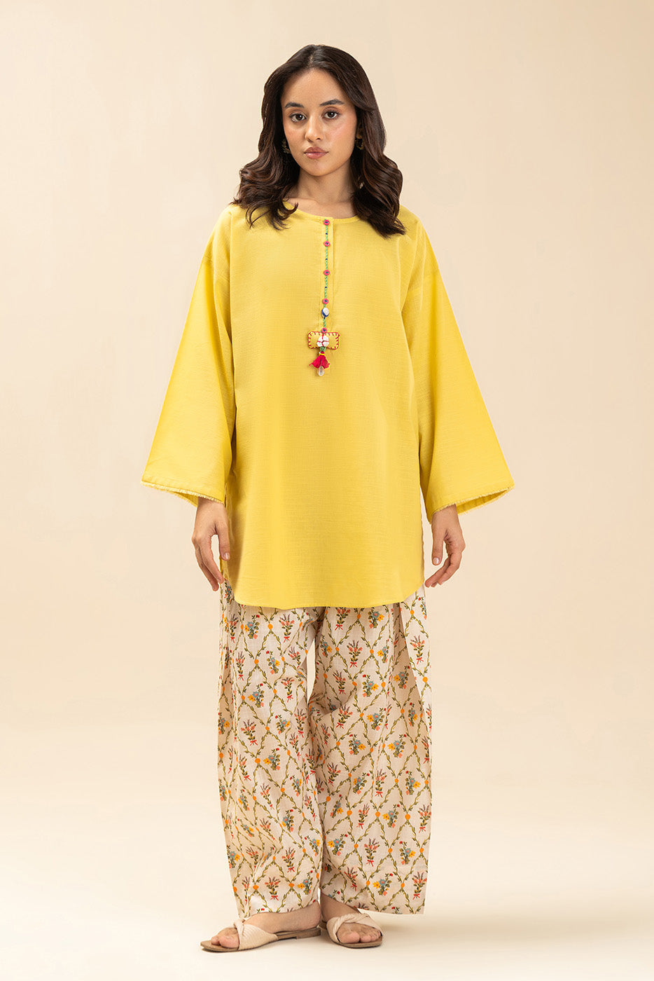 2 PIECE EMBROIDERED SLUB SUIT (FLOW)