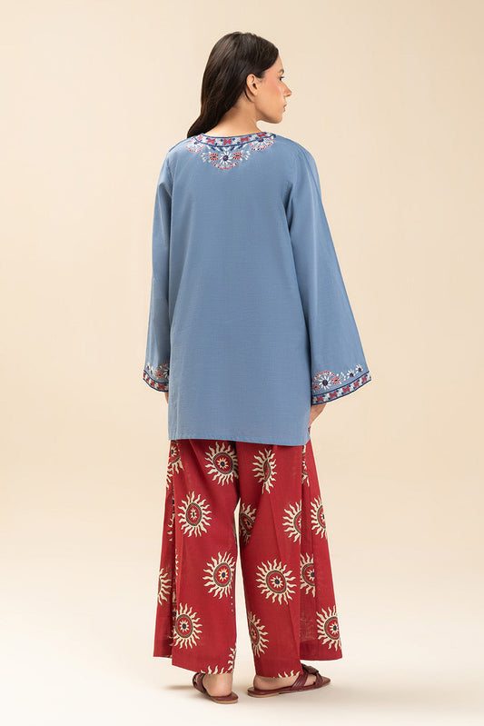 2 PIECE EMBROIDERED SLUB SUIT (FLOW)