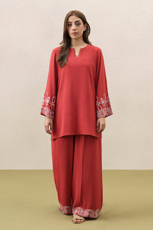 EMBROIDERED POLY CREPE SUIT (FLOW)