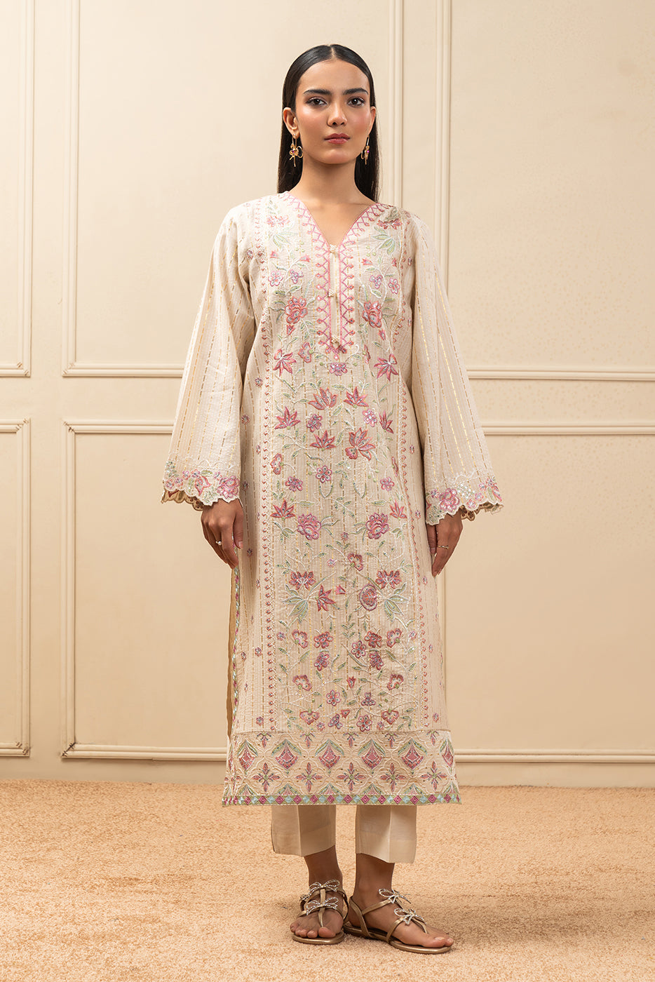 EMBROIDERED DOBBY JACQUARD SHIRT (PRET)