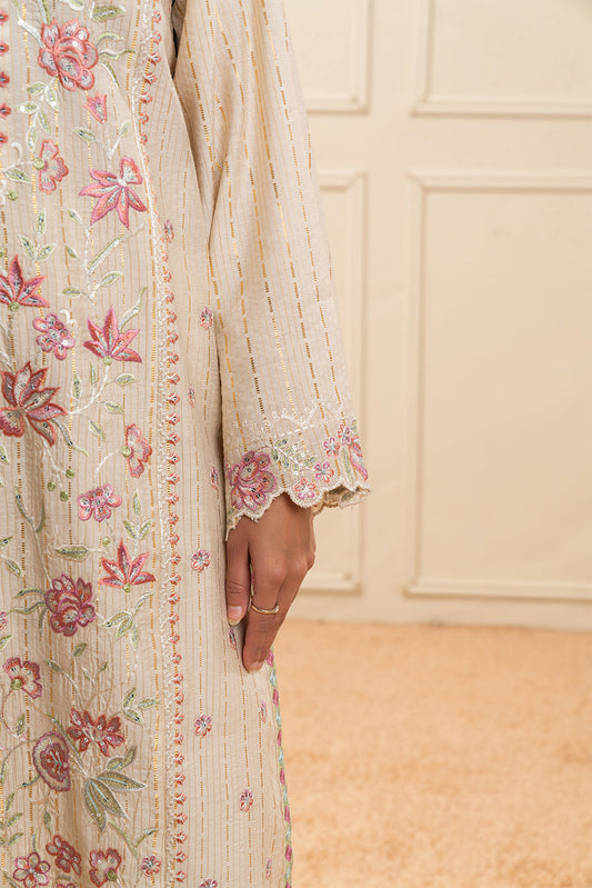 2 PIECE EMBROIDERED DOBBY JACQUARD SUIT (PRET)