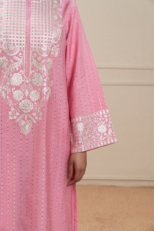 2 PIECE EMBROIDERED TWO TONE ZARI SUIT (HIGH CASUAL)