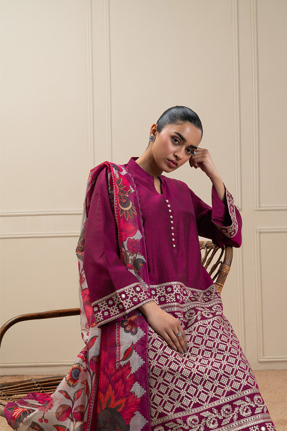 3 PIECE EMBROIDERED TWO TONE MISSOURI SUIT (HIGH CASUAL)