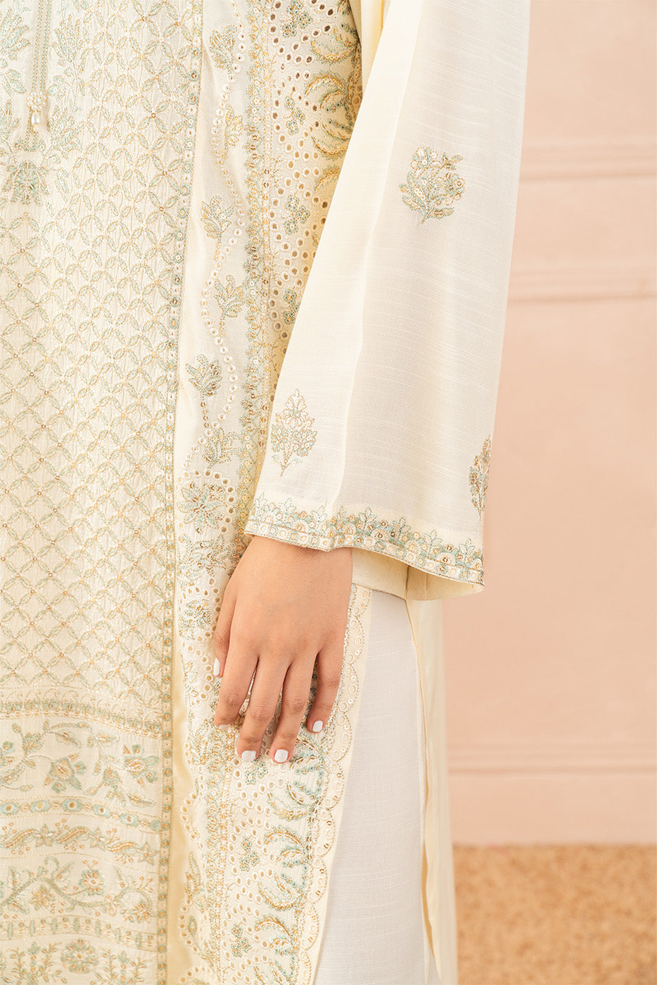 2 PIECE EMBROIDERED RAW SILK SUIT (LUXURY PRET)