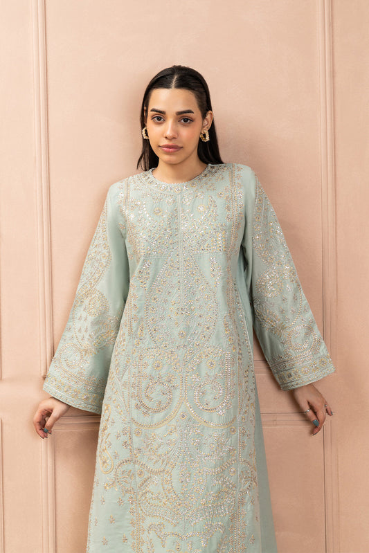 2 PIECE EMBROIDERED TWO TONE SUIT (LUXURY PRET)
