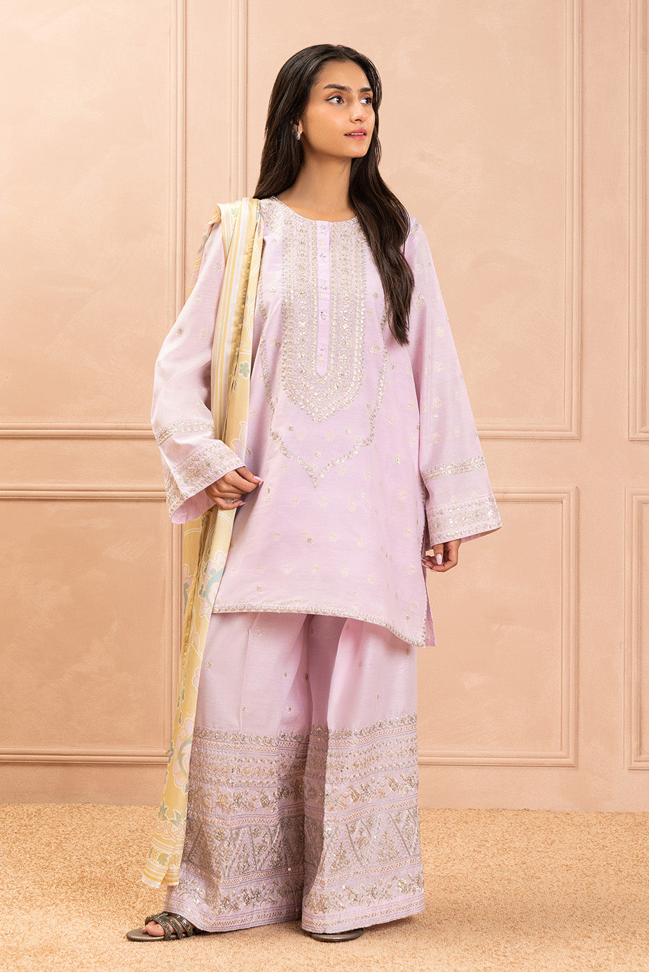 3 PIECE EMBROIDERED ZARI JACQUARD SUIT (LUXURY PRET)