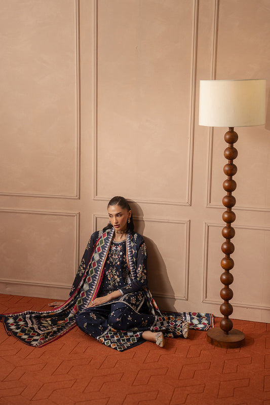 3 PIECE EMBROIDERED PAPER COTTON SUIT (LUXURY PRET)
