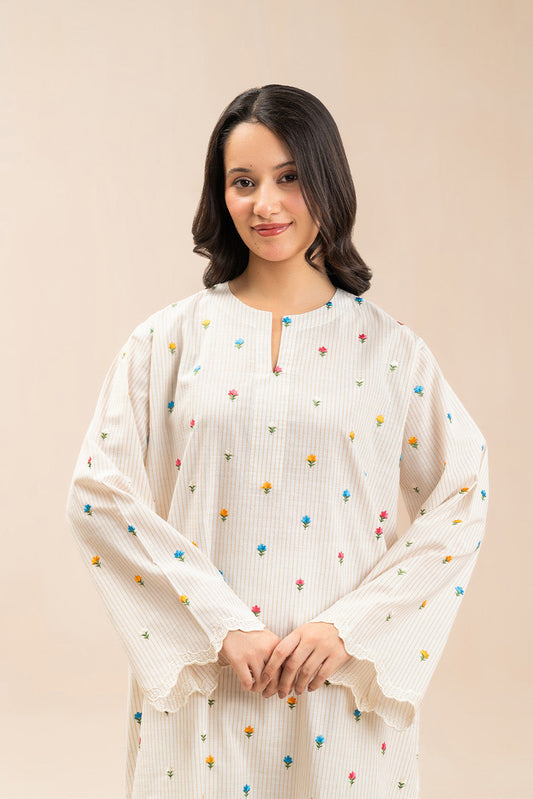2 PIECE EMBROIDERED DOBBY SUIT (PRET)