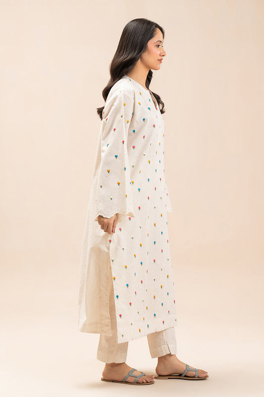 2 PIECE EMBROIDERED DOBBY SUIT (PRET)