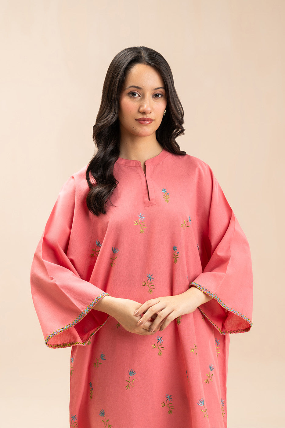 EMBROIDERED SLUB SHIRT (PRET)