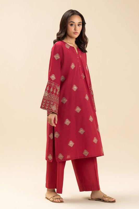 2 PIECE EMBROIDERED LUREX JACQUARD SUIT (PRET)