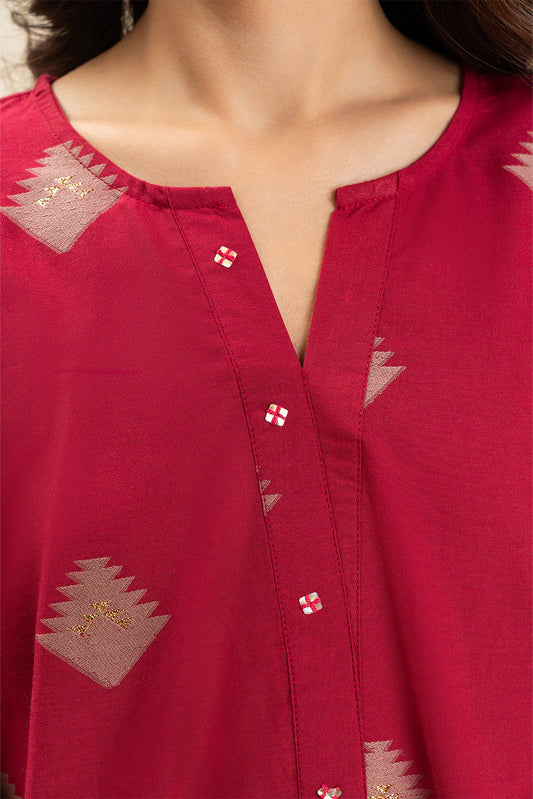 2 PIECE EMBROIDERED LUREX JACQUARD SUIT (PRET)