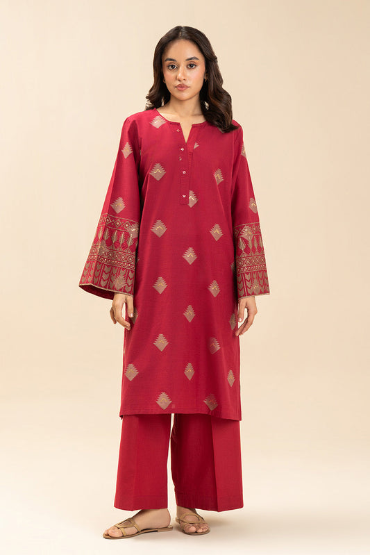 2 PIECE EMBROIDERED LUREX JACQUARD SUIT (PRET)