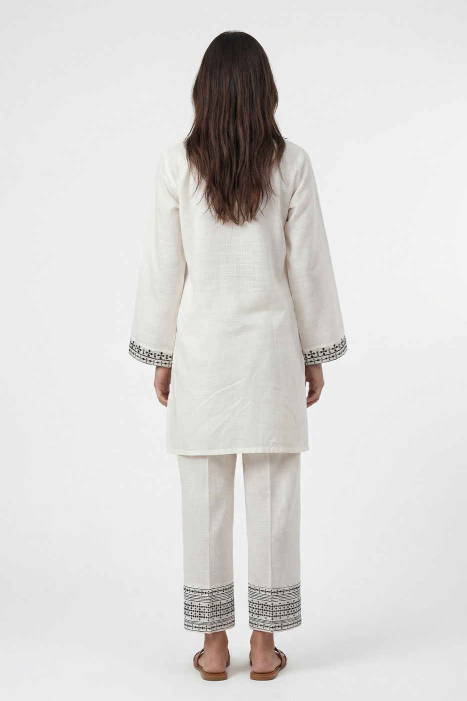 2 PIECE EMBROIDERED TWO WAY SLUB SUIT (PRET)
