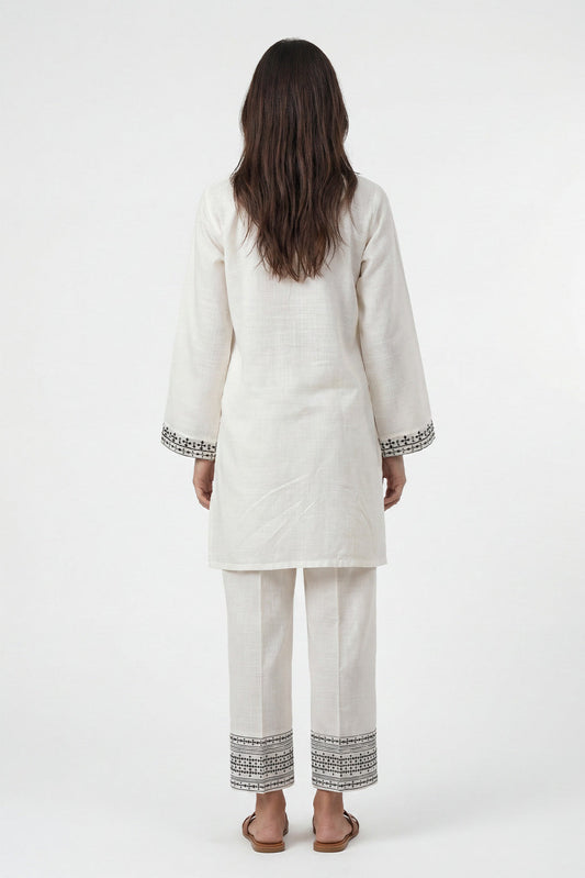 2 PIECE EMBROIDERED TWO WAY SLUB SUIT (PRET)