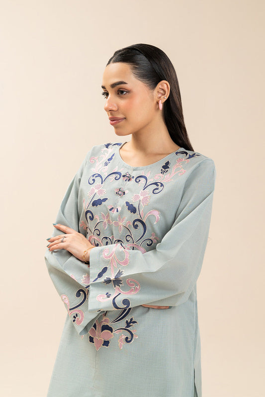 2 PIECE EMBROIDERED TWO WAY SLUB SUIT (PRET)