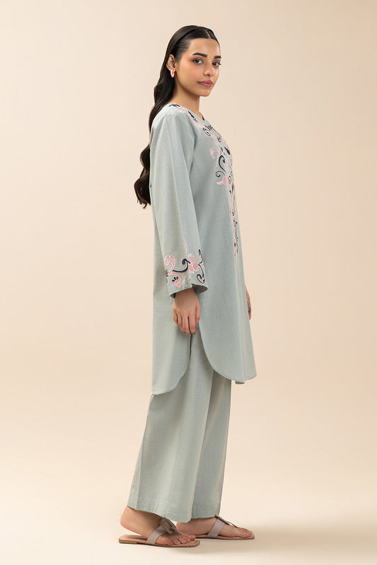 2 PIECE EMBROIDERED TWO WAY SLUB SUIT (PRET)