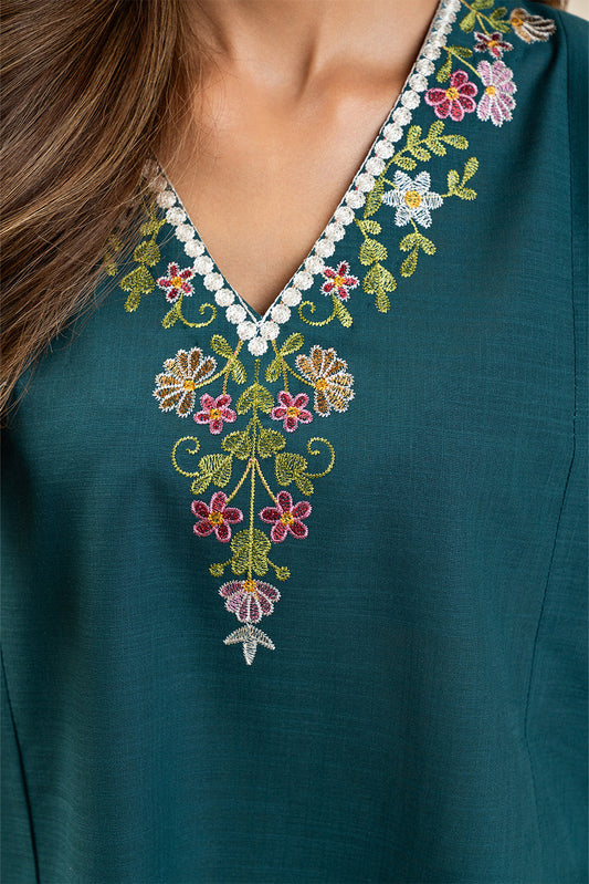 2 PIECE EMBROIDERED TWO WAY SLUB SUIT (PRET)