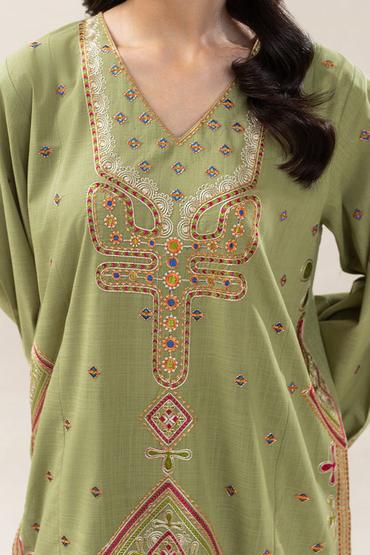 2 PIECE EMBROIDERED TWO WAY SLUB SUIT (PRET)