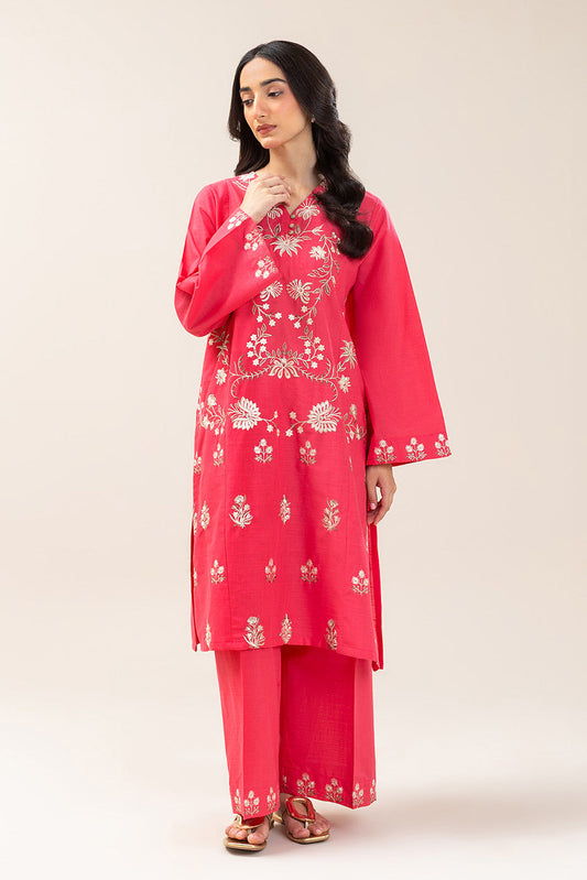 2 PIECE EMBROIDERED TWO WAY SLUB SUIT (PRET)
