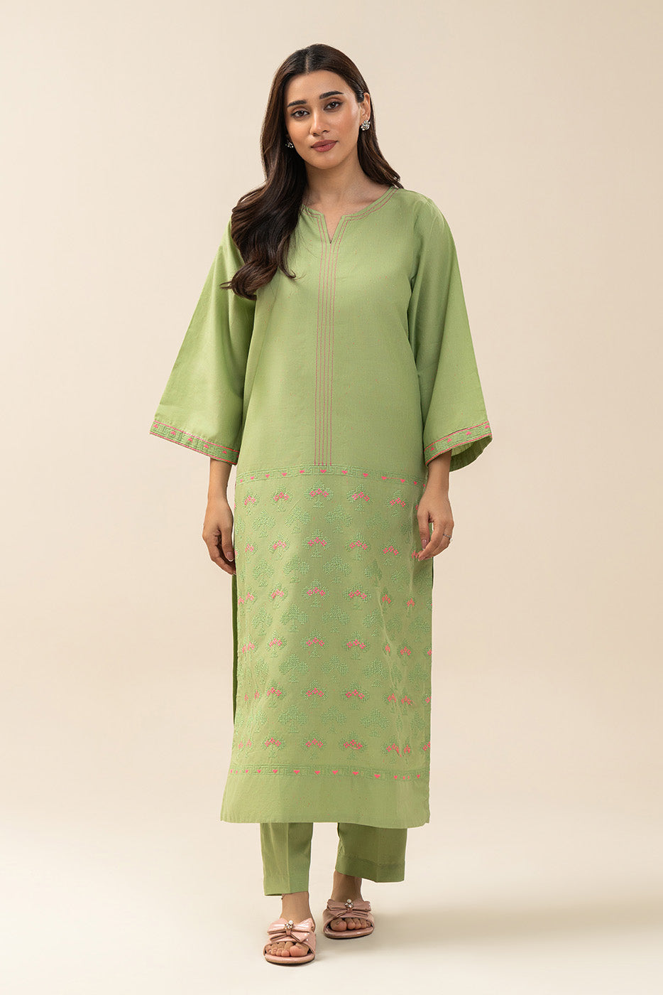 2 PIECE EMBROIDERED NEON NEPS SUIT (PRET)