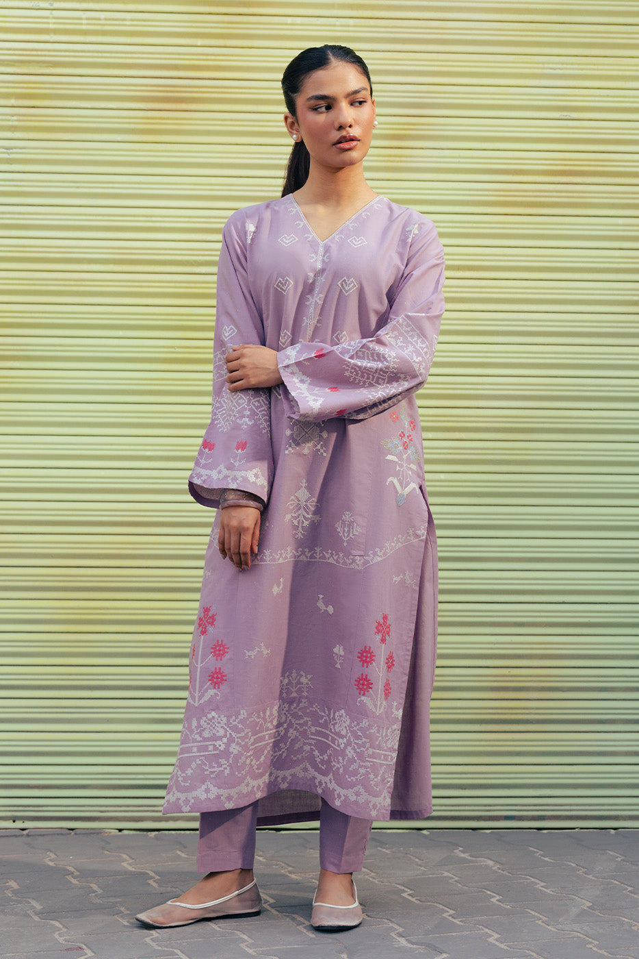 2 PIECE EMBROIDERED NEON NEPS SUIT (PRET)