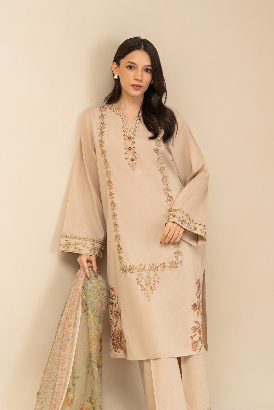 2 PIECE EMBROIDERED LAWN SUIT (PRET)