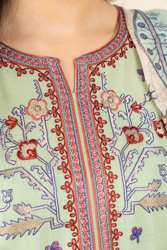 3 PIECE EMBROIDERED LAWN SUIT (PRET)
