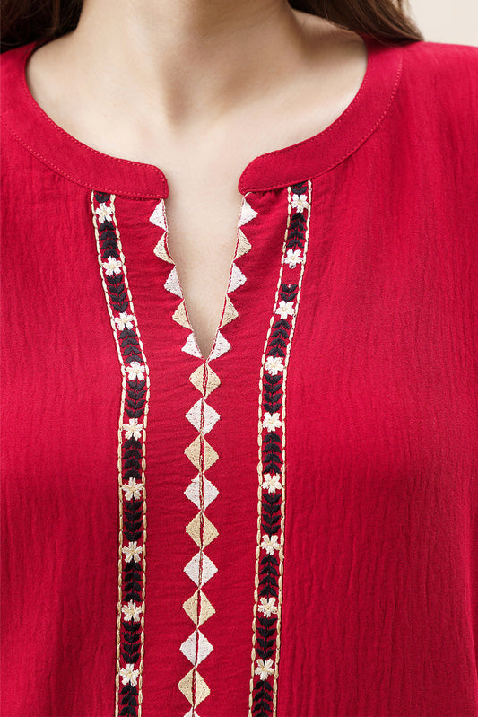 2 PIECE EMBROIDERED POLY CREPE SUIT (FLOW)