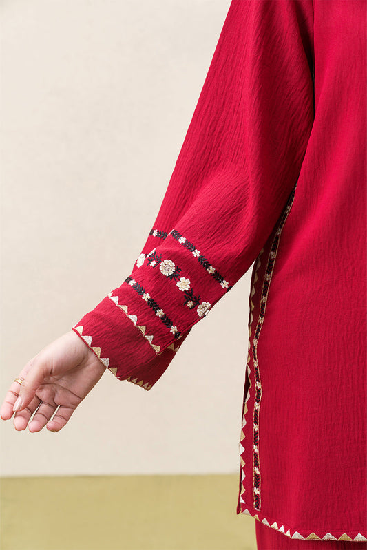 2 PIECE EMBROIDERED POLY CREPE SUIT (FLOW)