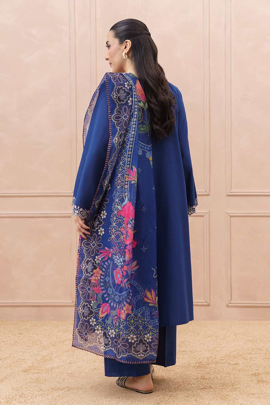 3 PIECE EMBROIDERED SLUB SUIT (HIGH CASUAL)