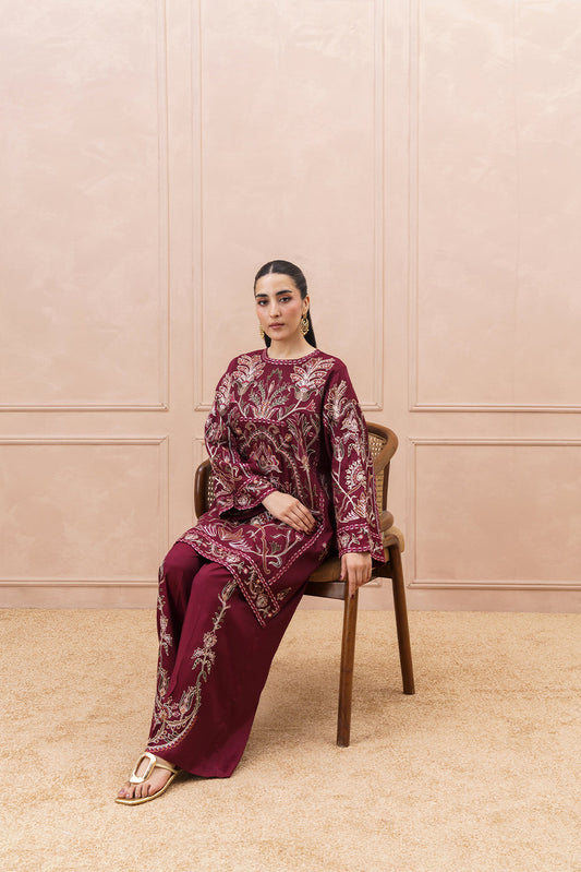 2 PIECE EMBROIDERED RAW SILK SUIT (LUXURY PRET)