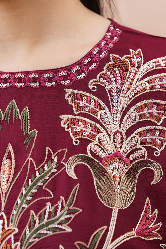 2 PIECE EMBROIDERED RAW SILK SUIT (LUXURY PRET)