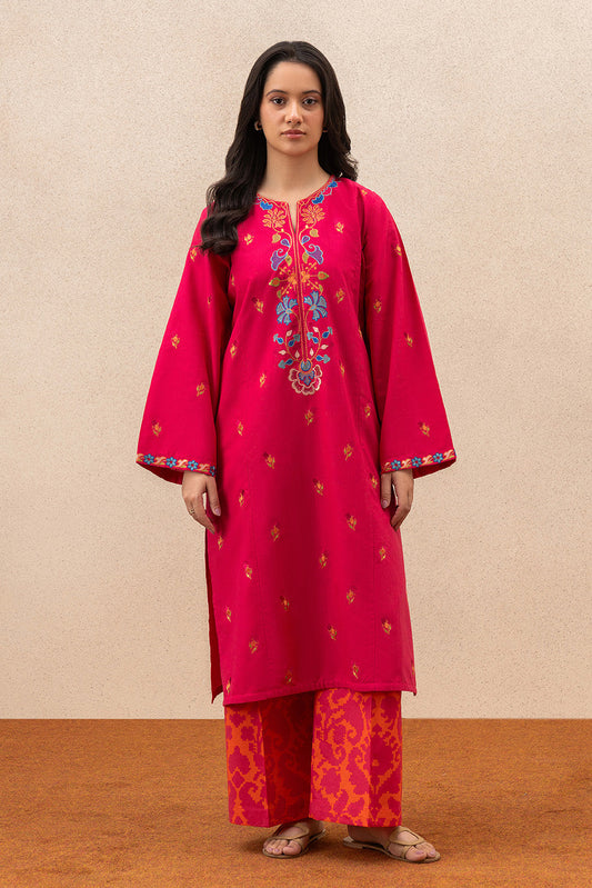 2 PIECE EMBROIDERED SLUB LAWN SUIT (PRET)
