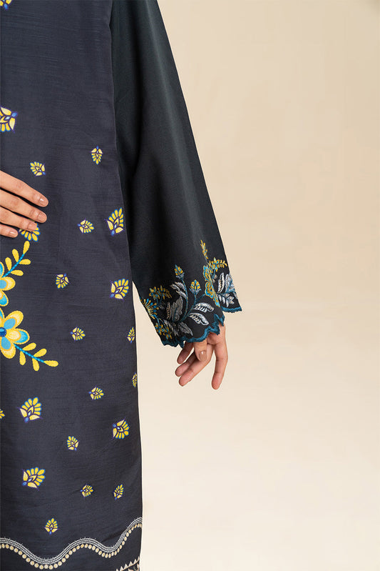 3 PIECE EMBROIDERED SLUB SUIT (PRET)