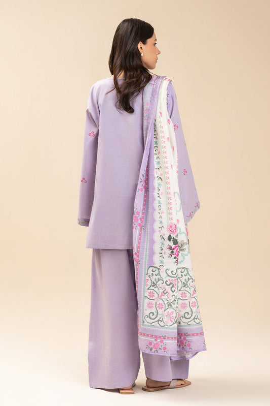 3 PIECE EMBROIDERED SLUB SUIT (PRET)