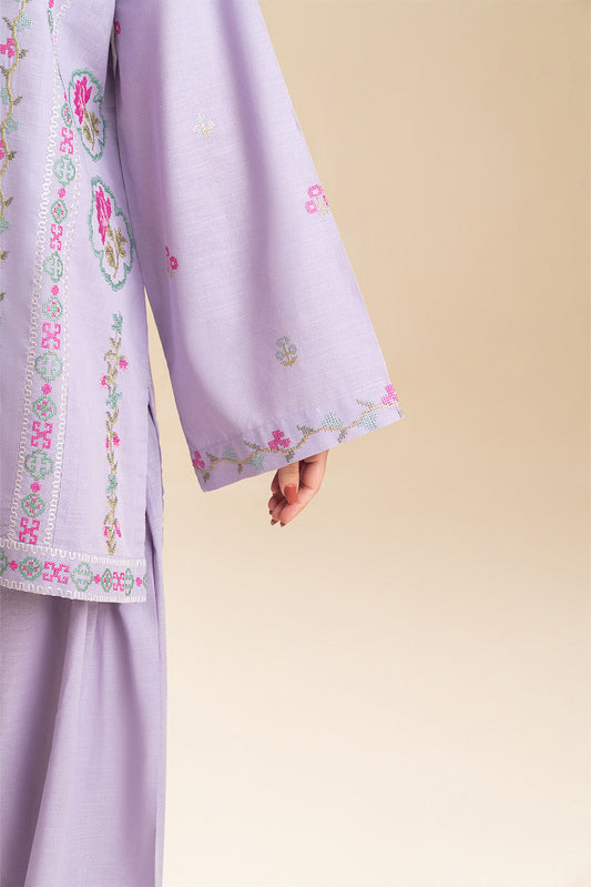 3 PIECE EMBROIDERED SLUB SUIT (PRET)