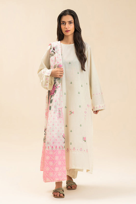 2 PIECE EMBROIDERED SLUB SUIT (PRET)
