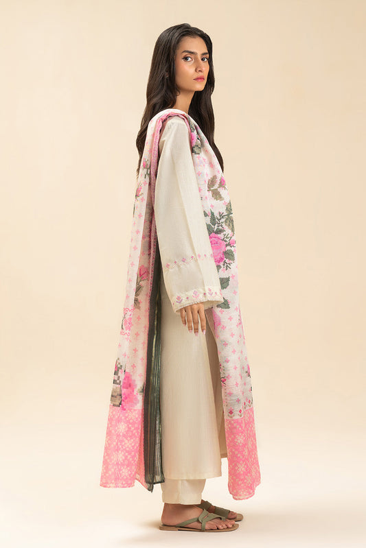 3 PIECE EMBROIDERED SLUB SUIT (PRET)