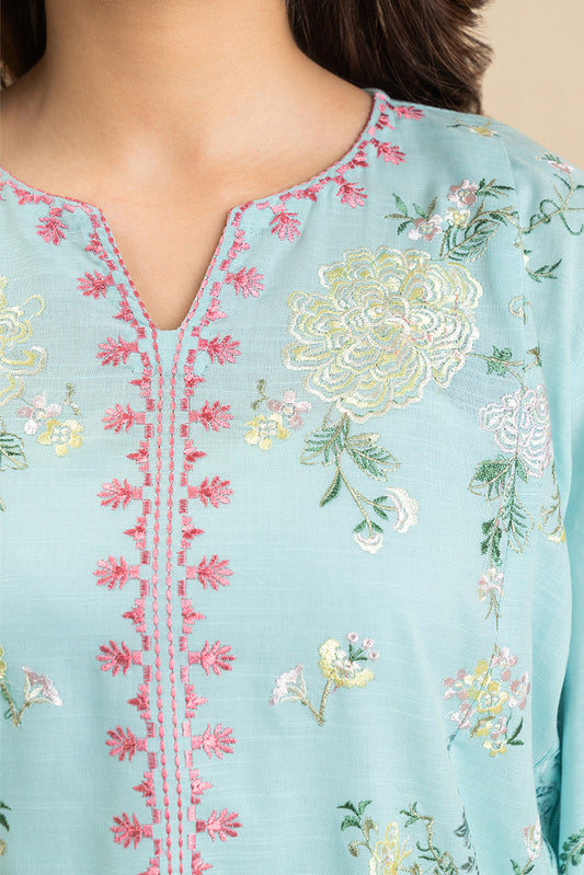 3 PIECE EMBROIDERED SLUB SUIT (PRET)