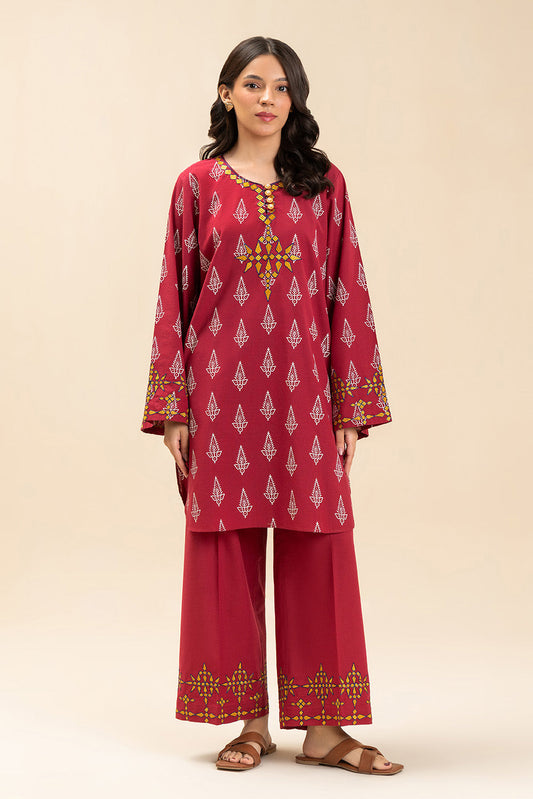 2 PIECE EMBROIDERED SLUB SUIT (PRET)