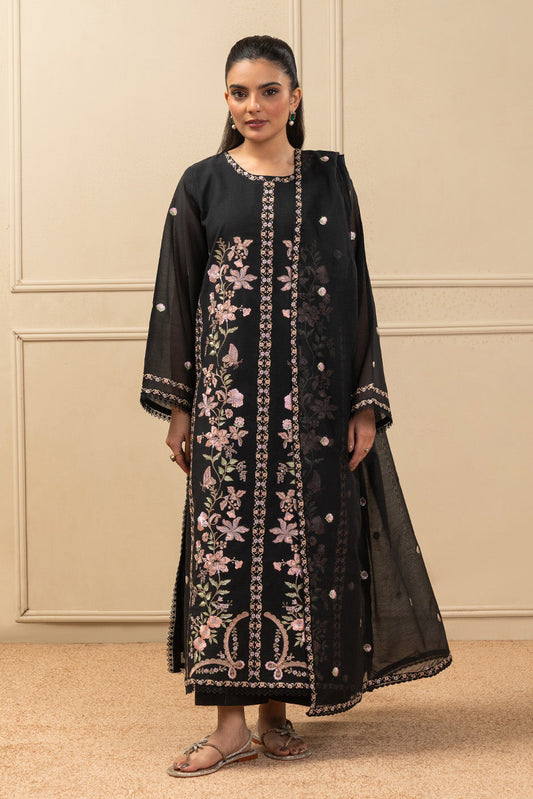 3 PIECE EMBROIDERED PAPER COTTON SUIT (HIGH CASUAL)
